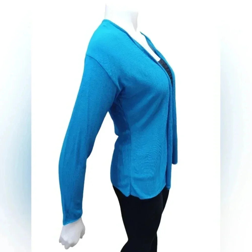 Nic+Zoe LS Open Teal Blue Cardigan Size Small - Picture 3 of 9
